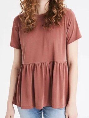 American Eagle Outfitters Babydoll Tee Rustic Orange Short Sleeve Size Small